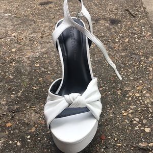 White platform heels